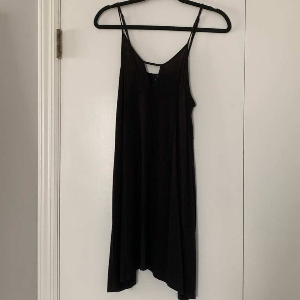 Black shift dress with cutout front
